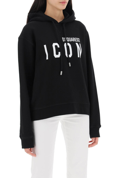 Shop Dsquared2 Icon Hoodie In Black White (black)