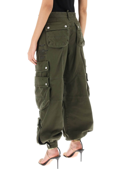 Shop Dsquared2 Wide Leg Cargo Pants In Military Green (green)