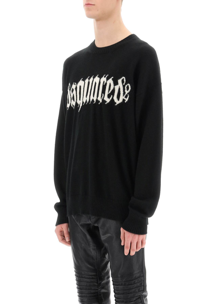 Shop Dsquared2 Gothic Logo Sweater In Black White (black)