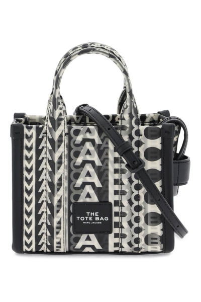 Shop Marc Jacobs The Mini Tote Bag With Lenticular Effect In Black White (white)