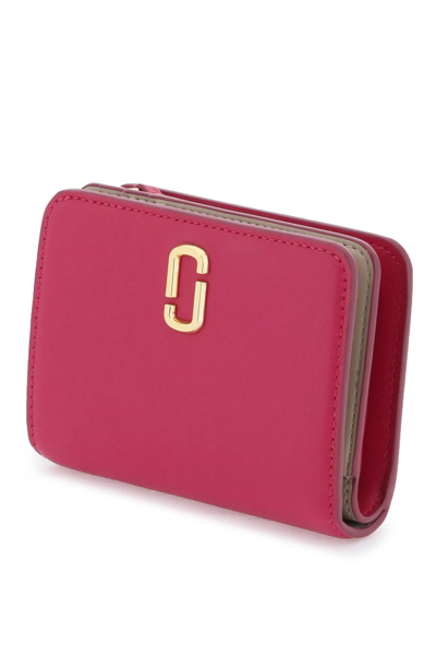 Shop Marc Jacobs The J Marc Mini Compact Wallet In Lipstick Pink (fuchsia)