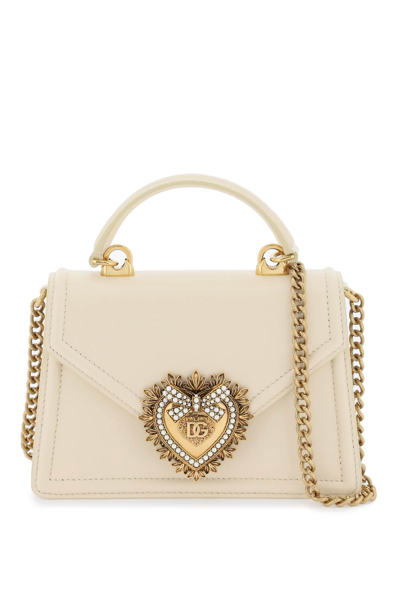 Shop Dolce & Gabbana Devotion Small Handbag In Burro (white)