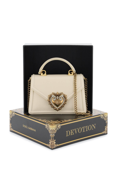 Shop Dolce & Gabbana Devotion Small Handbag In Burro (white)