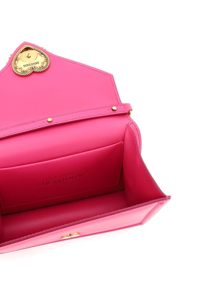 Shop Dolce & Gabbana Leather Small Devotion Bag In Rosa Shocking (fuchsia)