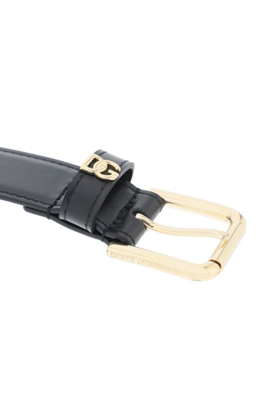Shop Dolce & Gabbana Dg Logo Leather Belt In Nero (black)