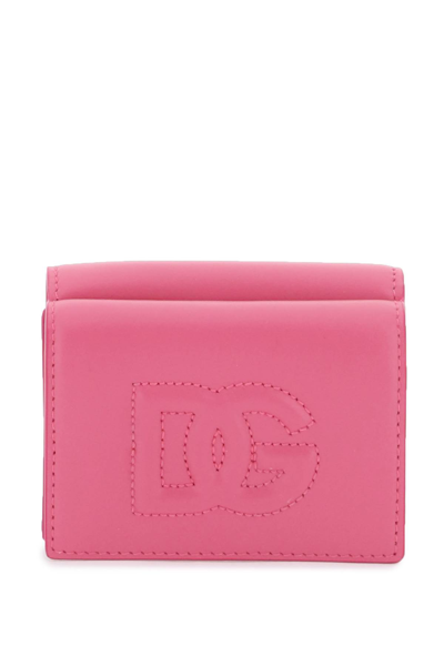 Shop Dolce & Gabbana Dg Logo French Flap Wallet In Glicine (fuchsia)