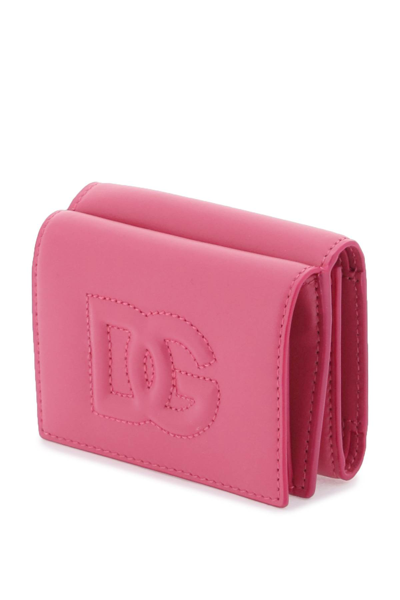 Shop Dolce & Gabbana Dg Logo French Flap Wallet In Glicine (fuchsia)