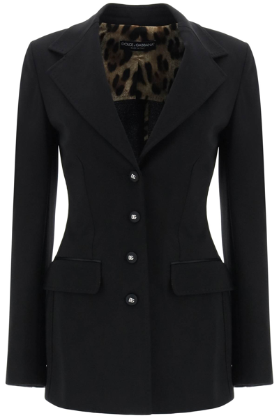 Shop Dolce & Gabbana Milano-stitch Jersey Single-breasted Jacket In Nero (black)