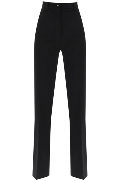 Shop Dolce & Gabbana Milano-stitch Flared Pants In Nero (black)