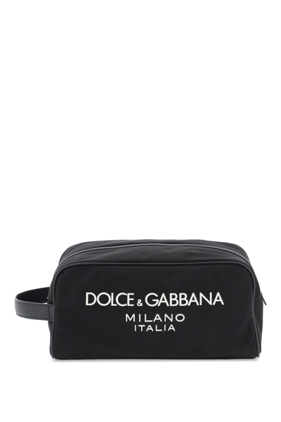 Shop Dolce & Gabbana Rubberized Logo Beauty Case In Nero Nero (black)