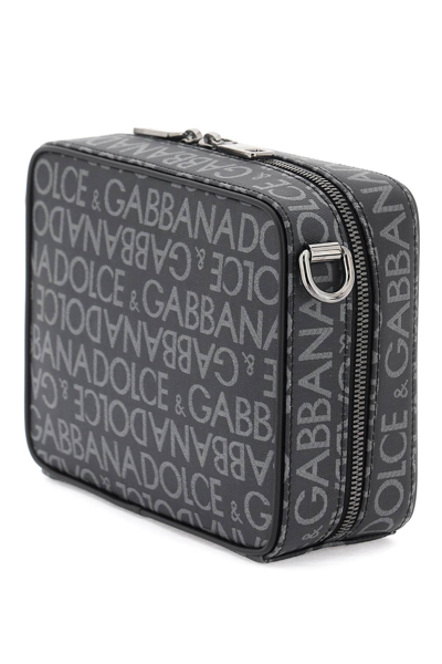 Shop Dolce & Gabbana Coated Jacquard Messenger Bag In Nero Grigio (black)