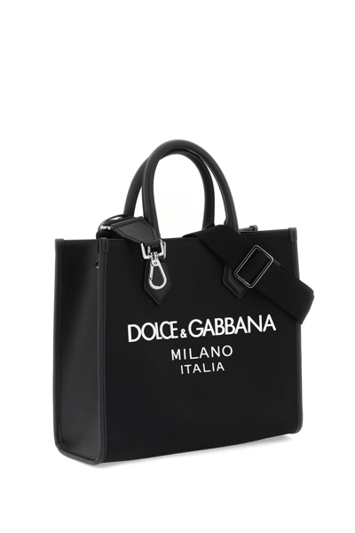 Shop Dolce & Gabbana Nylon Small Tote Bag In Nero Nero (black)