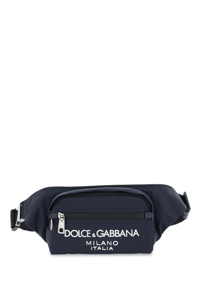 Shop Dolce & Gabbana Nylon Beltpack Bag With Logo In Blu Blu Navy (blue)