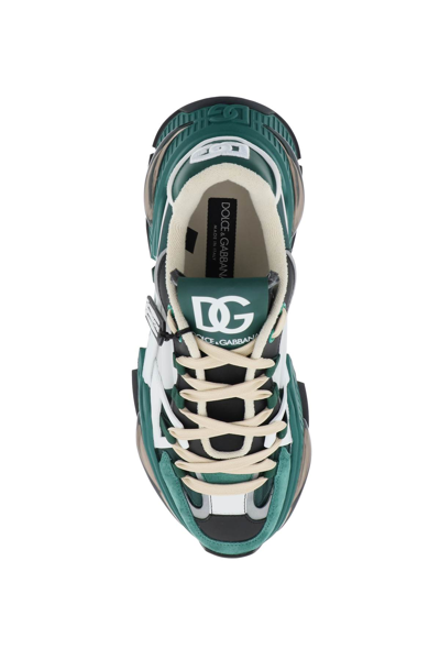 Shop Dolce & Gabbana Airmaster Sneakers In Verde Nero (white)