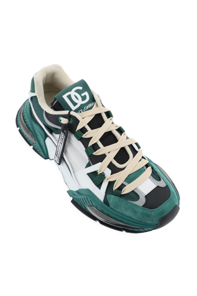 Shop Dolce & Gabbana Airmaster Sneakers In Verde Nero (white)