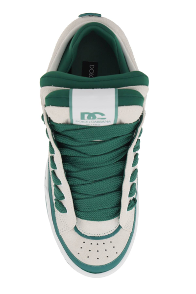 Shop Dolce & Gabbana Mega Skate Sneakers In Bianco Smeraldo (green)
