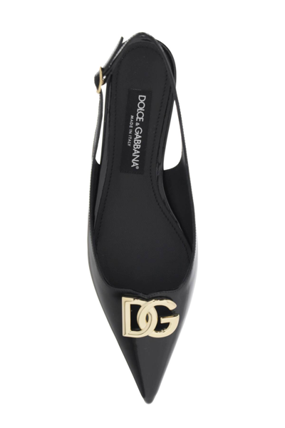 Shop Dolce & Gabbana Slingback Ballet Flats With Dg Logo In Nero (black)
