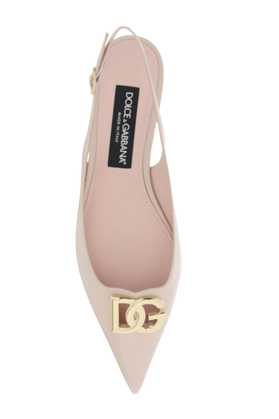 Shop Dolce & Gabbana Slingback Ballet Flats With Dg Logo In Rosa Polvere (pink)