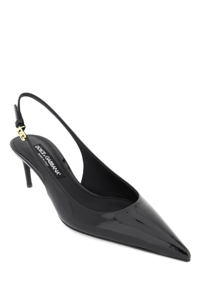 Shop Dolce & Gabbana Patent Leather Slingback Pumps In Nero (black)