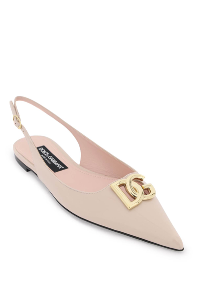 Shop Dolce & Gabbana Slingback Ballet Flats With Dg Logo In Rosa Polvere (pink)