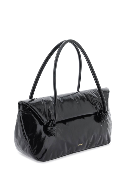 Shop Jil Sander Padded Leather Shoulder Bag In Black (black)