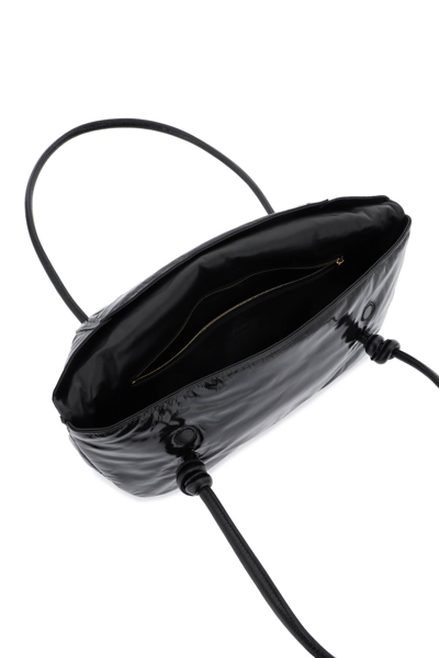 Shop Jil Sander Padded Leather Shoulder Bag In Black (black)