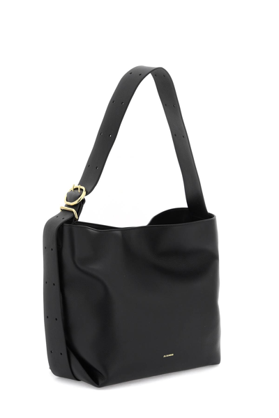 Shop Jil Sander Leather Shoulder Bag In Black (black)