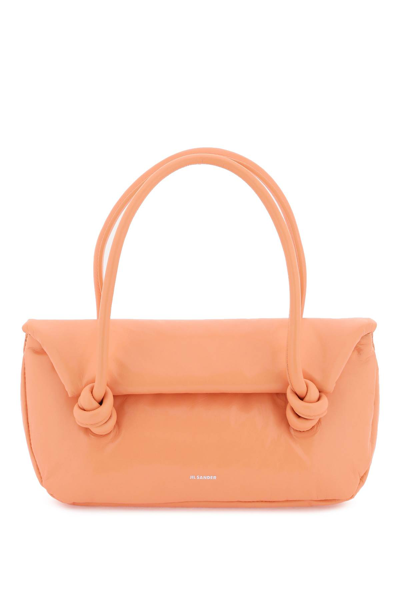 Shop Jil Sander Patent Leather Small Shoulder Bag In Peach Pearl (pink)