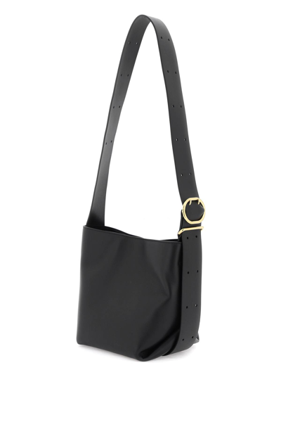 Shop Jil Sander Leather Shoulder Bag In Black (black)