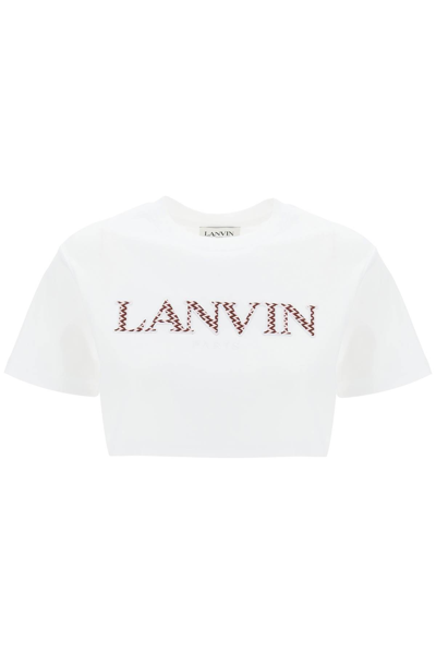 Shop Lanvin Curb Logo Cropped T-shirt In Optic White (white)