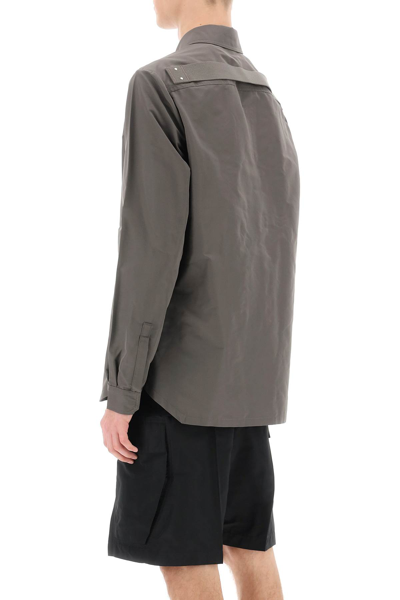 Shop Rick Owens Faille Overshirt With Fog Pockets In Dust (grey)