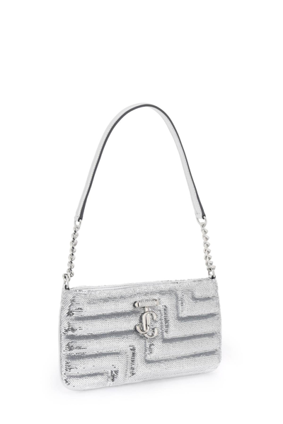 Shop Jimmy Choo Avenue Slim Shoulder Bag In Silver Silver (silver)