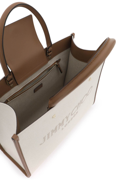 Shop Jimmy Choo Avenue M Tote Bag In Natural Taupe Dark Tan Light G (beige)