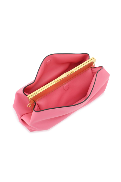 Shop Jimmy Choo Leather Diamond Frame Clutch In Candy Pink Gold (pink)