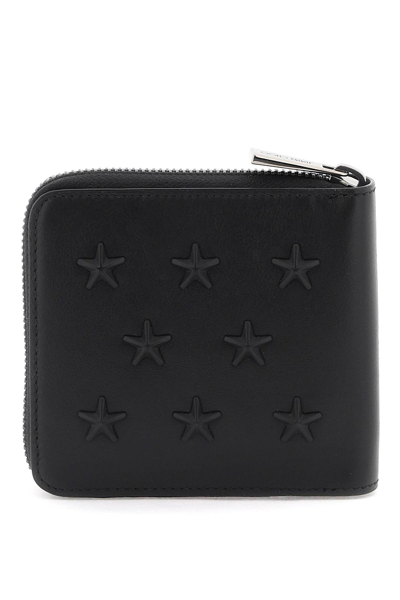 Shop Jimmy Choo Zip-around Wallet With Stars In Black Gunmetal (black)