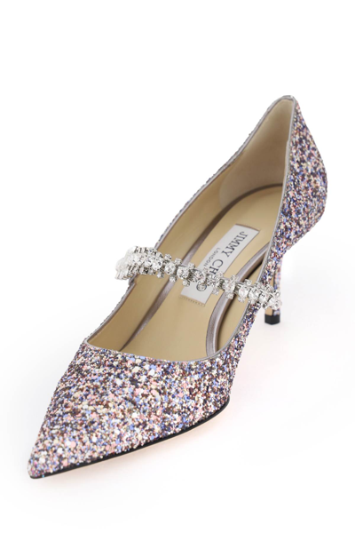 Shop Jimmy Choo Bing 65 Pumps With Glitter And Crystals In Sprinkle Mix (pink)