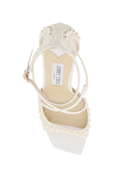 Shop Jimmy Choo Azia 95 Sandals With Pearls In White White (black)