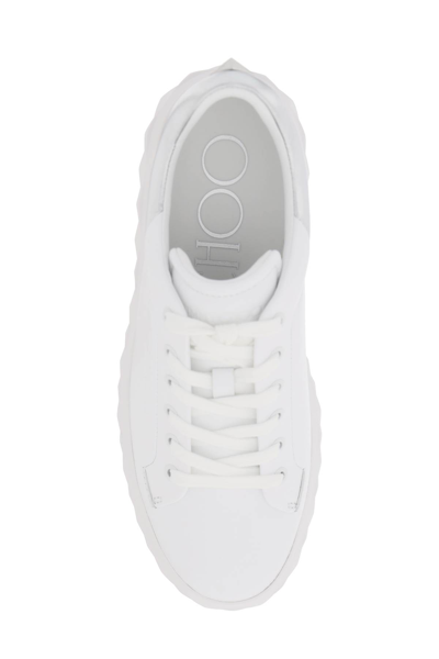 Shop Jimmy Choo Diamond Maxi/f Ii Sneakers In V White Silver (white)