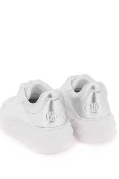 Shop Jimmy Choo Diamond Maxi/f Ii Sneakers In V White Silver (white)