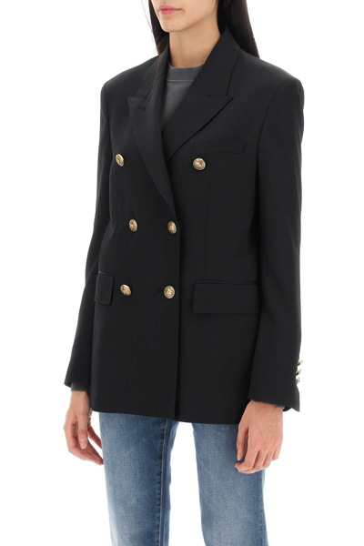 Shop Golden Goose Double-breasted Blazer With Heraldry Buttons In Black (black)