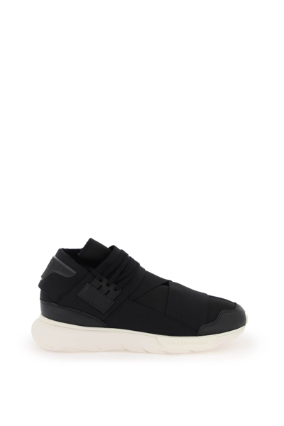 Shop Y-3 Low Qasa Sneakers In Black Black Owhite (black)
