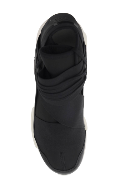 Shop Y-3 Low Qasa Sneakers In Black Black Owhite (black)