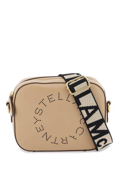 Shop Stella Mccartney Camera Bag With Perforated Stella Logo In Sand (brown)