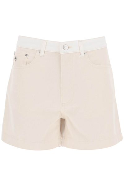 Shop Stella Mccartney Banana Denim Shorts In Whiteecru (white)