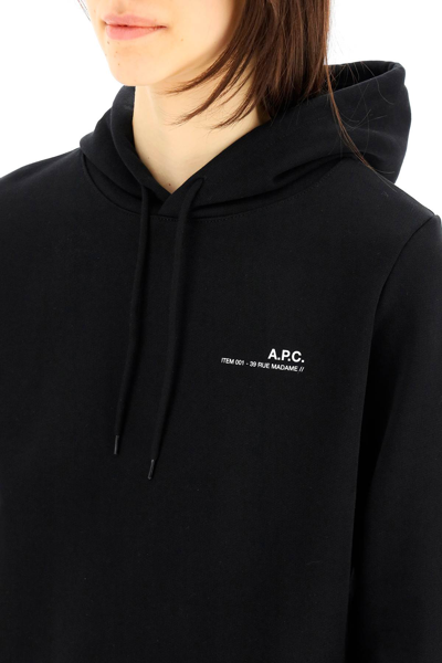 Shop Apc Hoodie With Logo Print In Black (black)