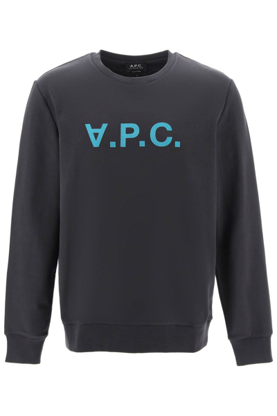 Shop Apc Flock V.p.c. Logo Sweatshirt In Anthracite (grey)