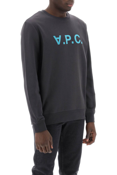 Shop Apc Flock V.p.c. Logo Sweatshirt In Anthracite (grey)