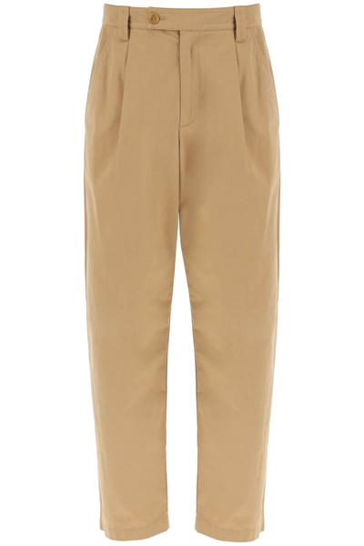 Shop Apc Renato Loose Pants With Pleats In Beige (beige)