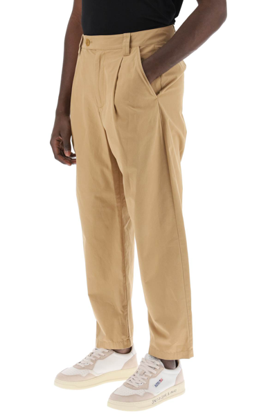 Shop Apc Renato Loose Pants With Pleats In Beige (beige)
