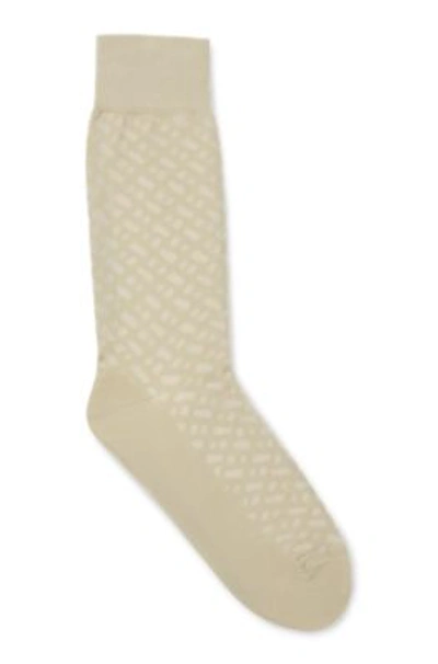 Shop Hugo Boss Regular-length Socks With Monogram Pattern In Khaki